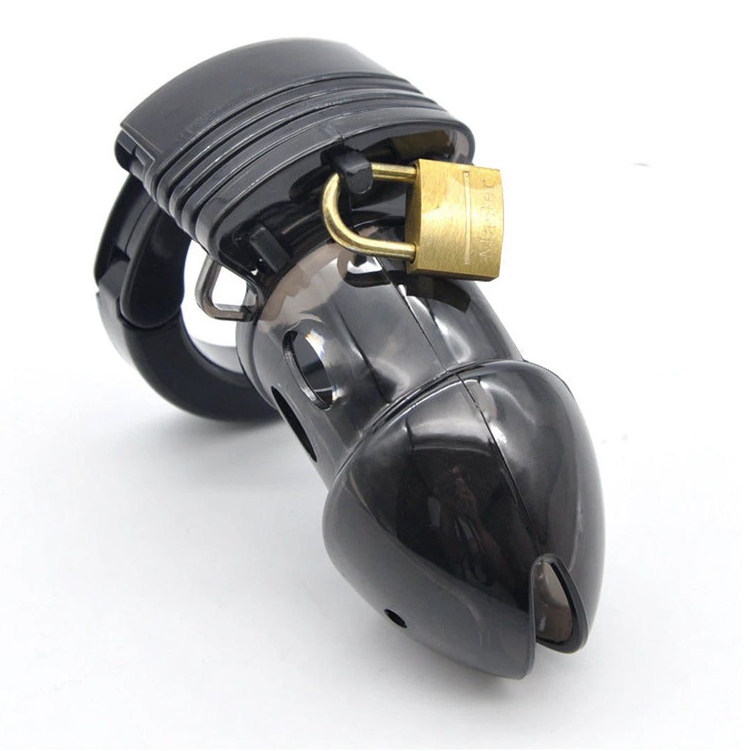 Black Plastic Chastity Cage With Adjustable Base Ring