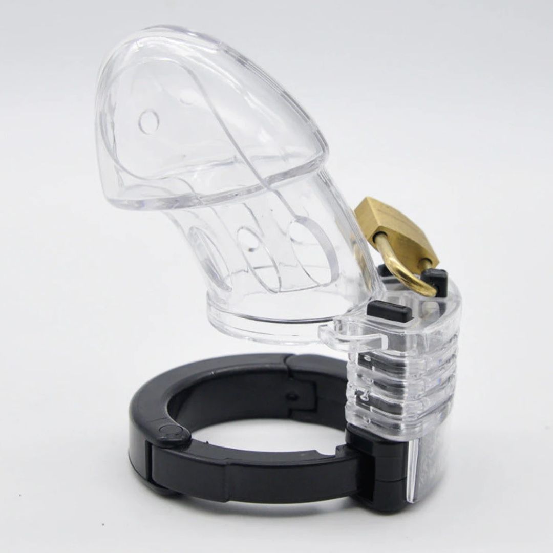 Transparent Plastic Chastity Cage with Adjustable Rings