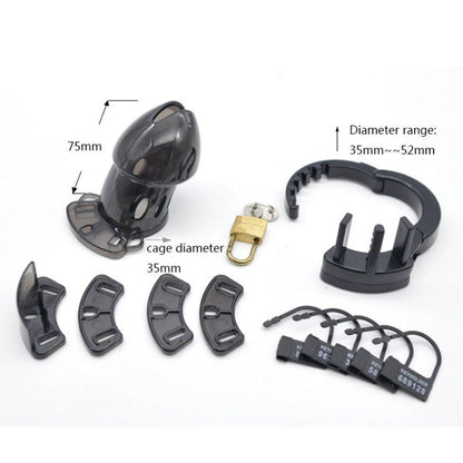 Black Plastic Chastity Cage With Adjustable Base Ring